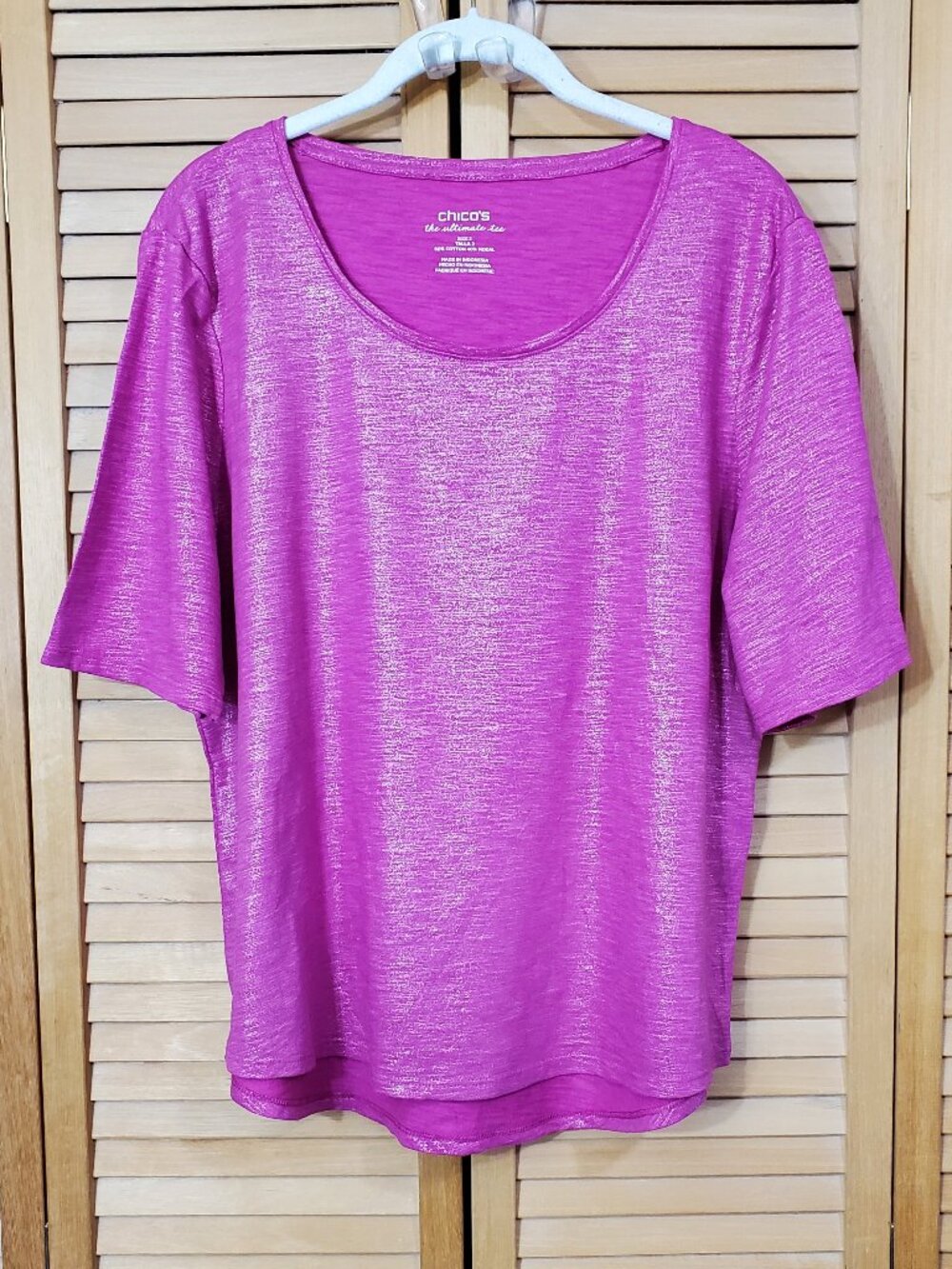 Chico's The Ultimate Tee Foil Elbow Sleeve Tee Size 2 (12)